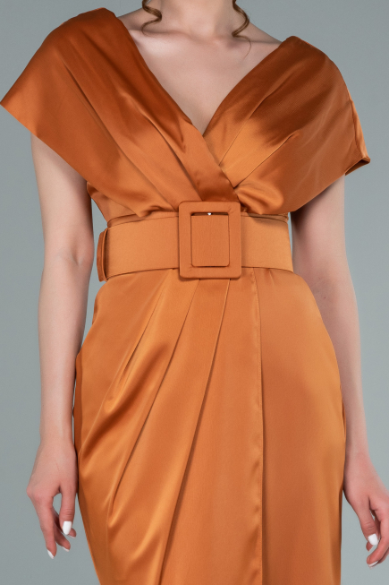 Orange Partykleid Satin Kurz ABK1107