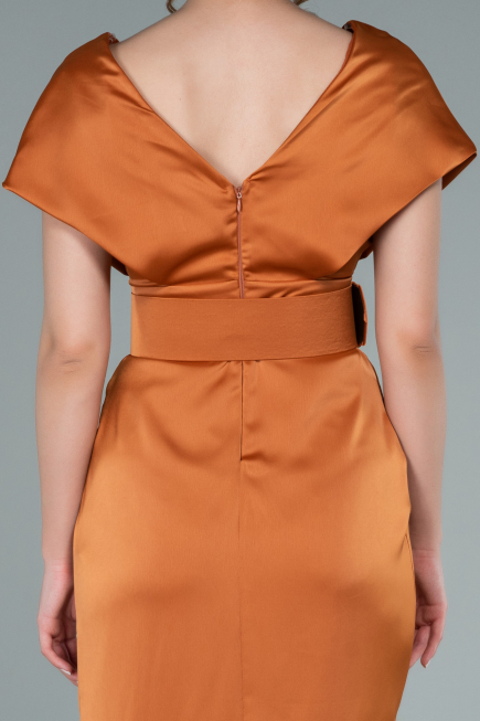 Orange Partykleid Satin Kurz ABK1107