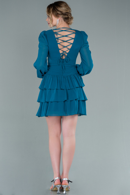Petrolgrün Partykleid Chiffon Mini ABK1366