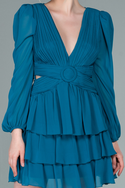 Petrolgrün Partykleid Chiffon Mini ABK1366