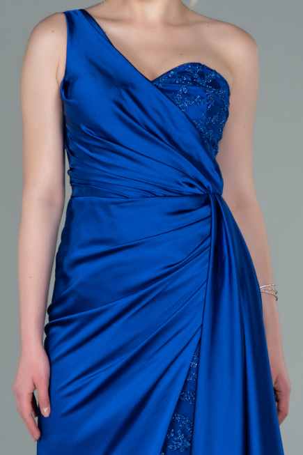 Sächsischblau Abendkleid Satin Lang ABU2028