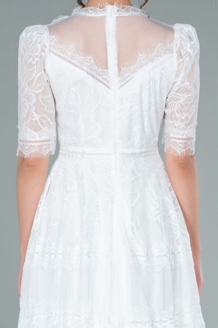 Abendkleid Midi Spitze Weiß ABK1388