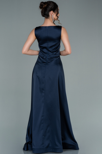 Abschlusskleid Lang Satin Marineblau ABU2350