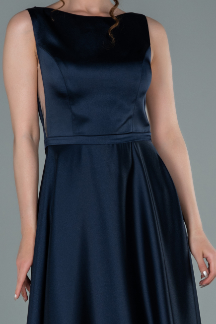 Abschlusskleid Lang Satin Marineblau ABU2350