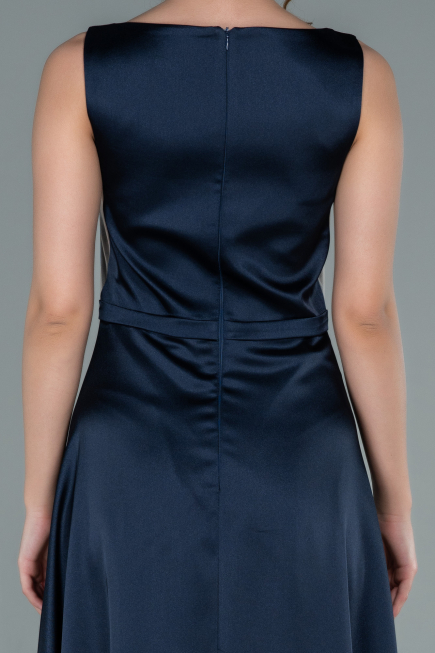 Abschlusskleid Lang Satin Marineblau ABU2350