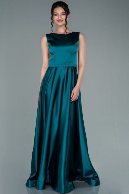 Abschlusskleid Lang Satin Smaragdgrün ABU2350