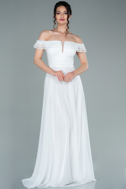 Abendkleid Lang Weiß ABU2351