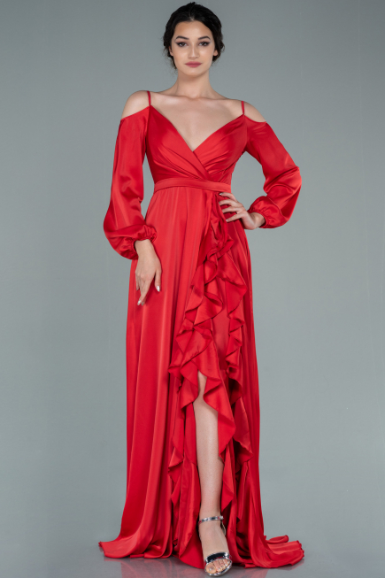 Abendkleid Lang Satin Rot ABU2339