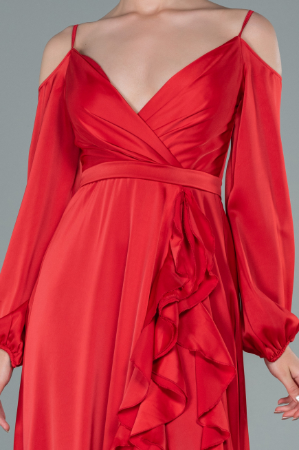 Abendkleid Lang Satin Rot ABU2339