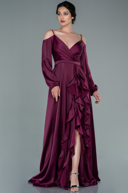 Abendkleid Lang Satin Kirschrot ABU2339