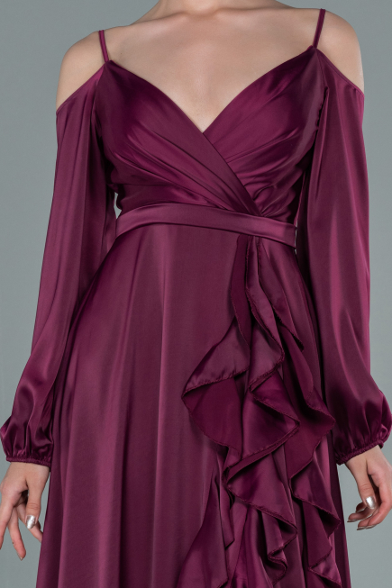Abendkleid Lang Satin Kirschrot ABU2339