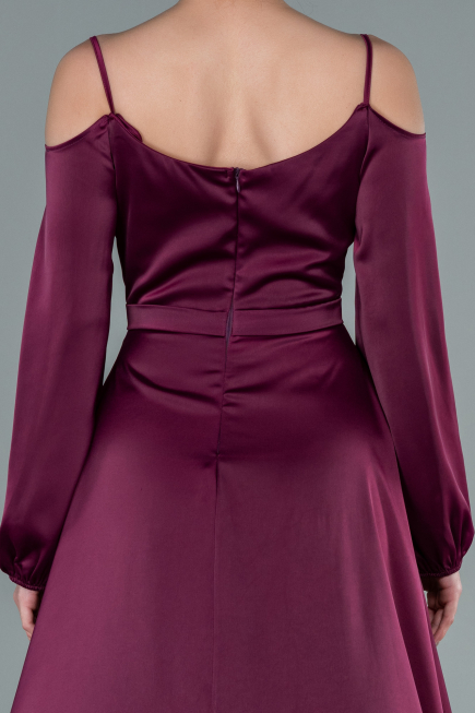 Abendkleid Lang Satin Kirschrot ABU2339