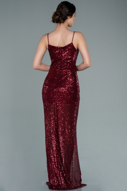 Weinrot Abschlusskleid Schuppig Lang ABU1880