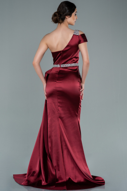 Abendkleid Lang Satin Weinrot ABU2363