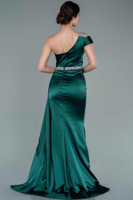 Abendkleid Lang Satin Smaragdgrün ABU2363