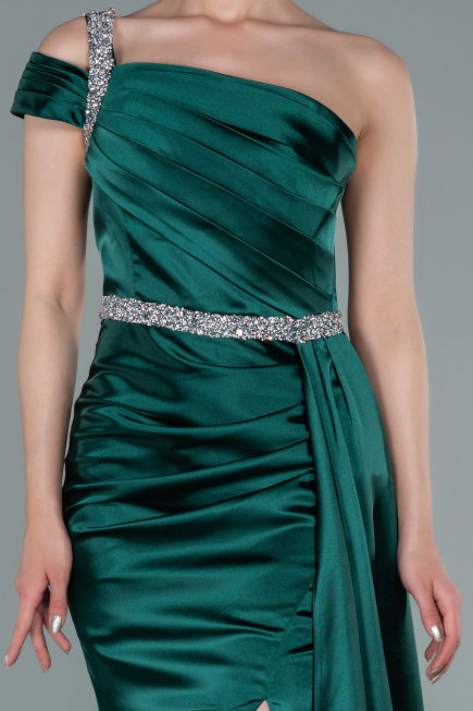 Abendkleid Lang Satin Smaragdgrün ABU2363