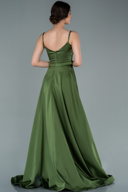 Khaki Abendkleid Satin Lang ABU1601