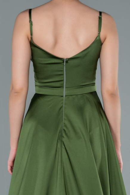 Khaki Abendkleid Satin Lang ABU1601