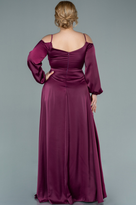 Kleider in Großen Größen Lang Satin Kirschrot ABU2358