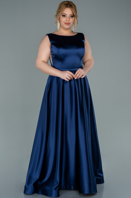 Abschlusskleid Lang Satin Marineblau ABU2350