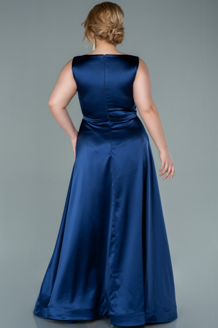 Abschlusskleid Lang Satin Marineblau ABU2350