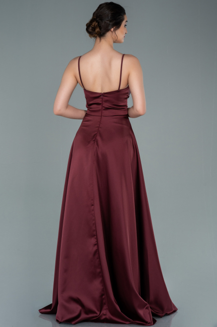 Abschlusskleid Lang Satin Weinrot ABU2375
