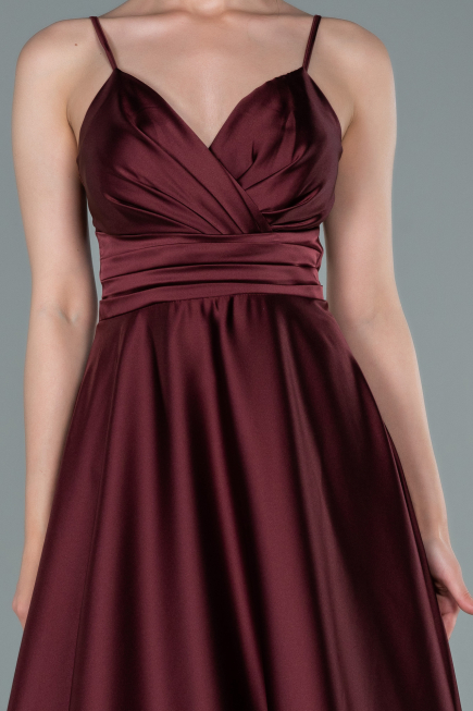 Abschlusskleid Lang Satin Weinrot ABU2375