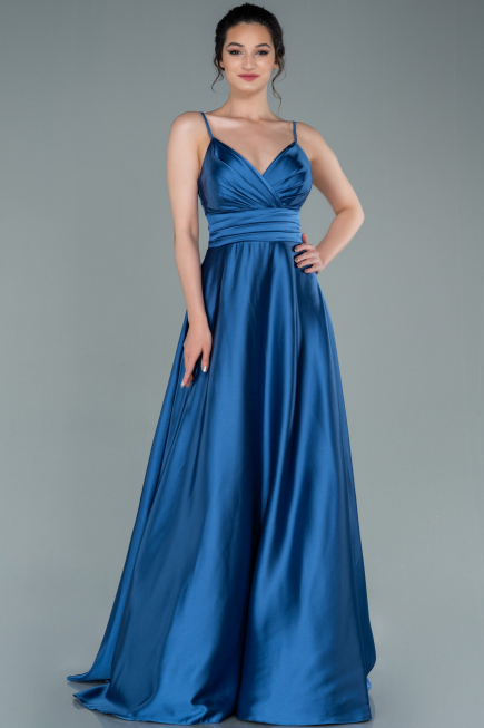 Abschlusskleid Lang Satin Indigo ABU2375