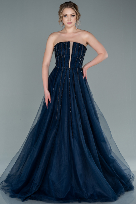 Designer Abendkleid Lang Marineblau ABU2378
