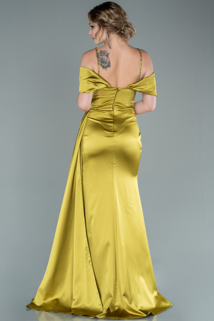 Abendkleid Lang Satin Pistaziengrün ABU2379