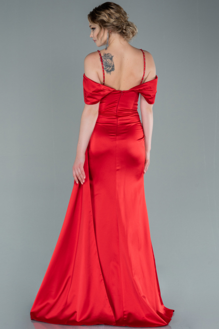 Abendkleid Lang Satin Rot ABU2379