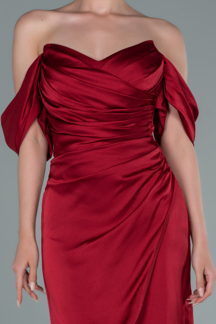 Partykleid Midi Satin Weinrot ABK1404