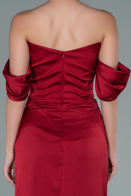 Partykleid Midi Satin Weinrot ABK1404