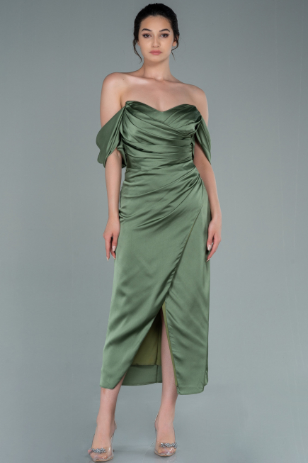 Partykleid Midi Satin Khaki ABK1404
