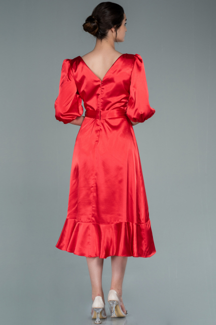 Partykleid Midi Satin Rot ABK1409