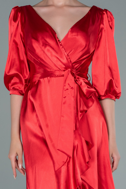 Partykleid Midi Satin Rot ABK1409