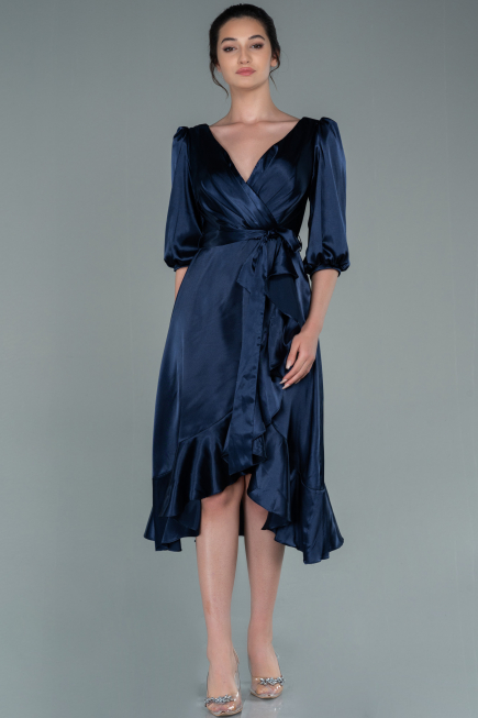 Partykleid Midi Satin Marineblau ABK1409