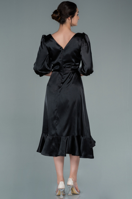 Partykleid Midi Satin Schwarz ABK1409