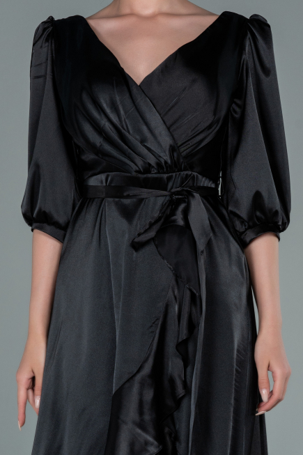Partykleid Midi Satin Schwarz ABK1409