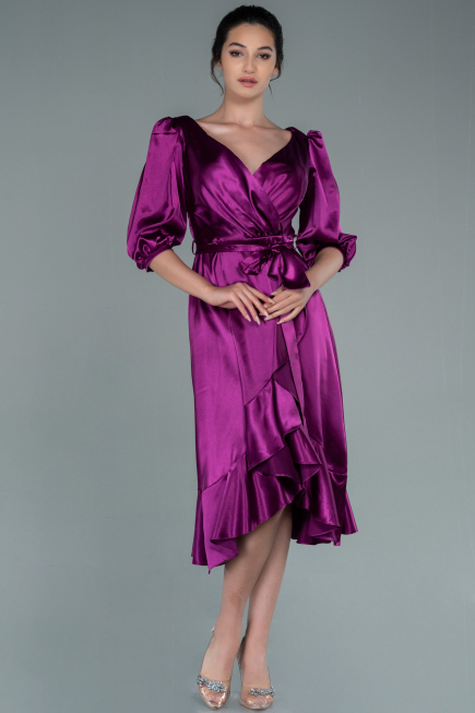 Partykleid Midi Satin Kirschrot ABK1409