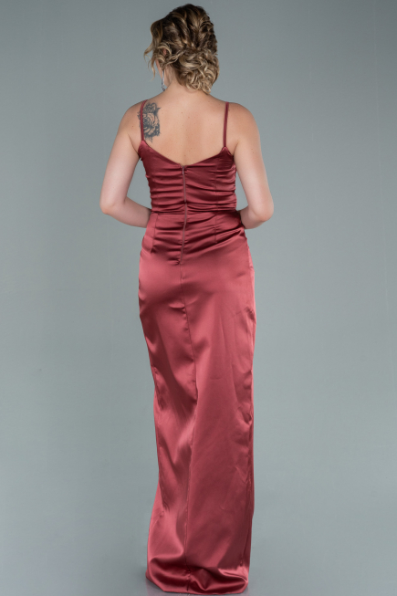 Abendkleid Satin Lang Rot ABU564
