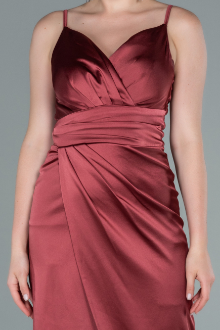 Abendkleid Satin Lang Rot ABU564