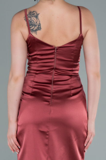 Abendkleid Satin Lang Rot ABU564