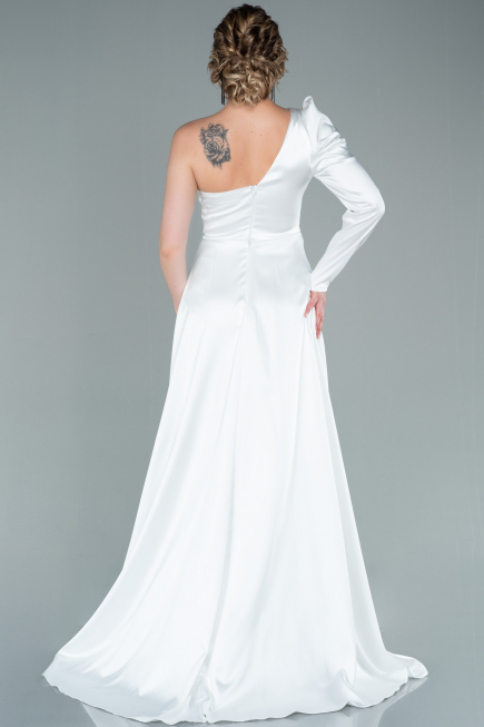 Abendkleid Lang Satin Weiß ABU1715