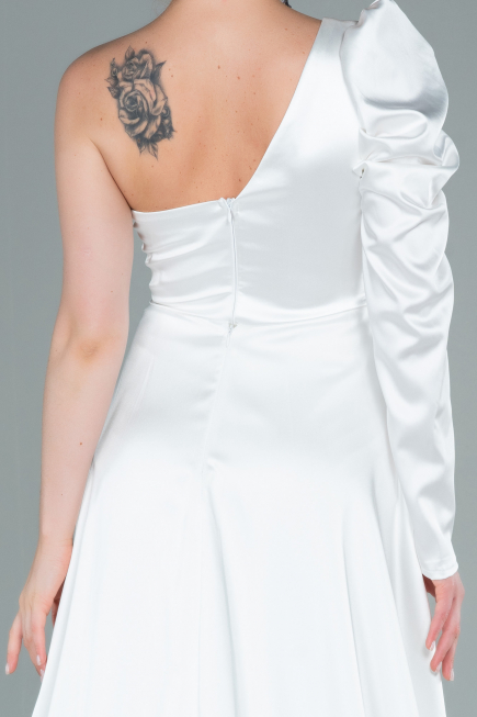Abendkleid Lang Satin Weiß ABU1715