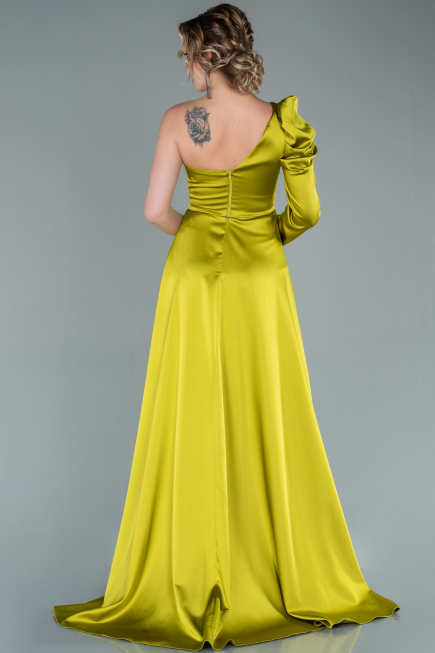 Pistaziengrün Abendkleid Satin Lang ABU1715