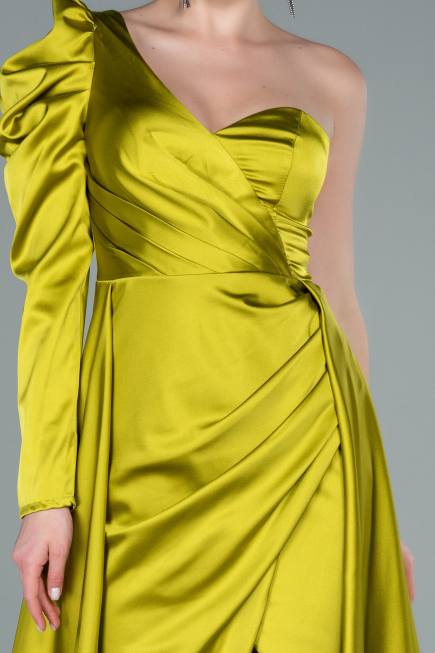 Pistaziengrün Abendkleid Satin Lang ABU1715
