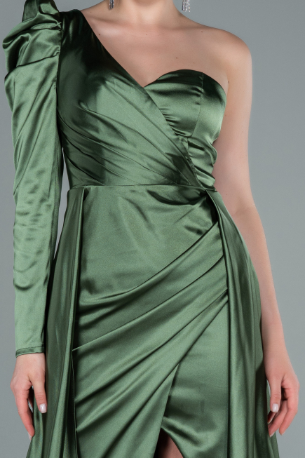 Khaki Abendkleid Satin Lang ABU1715