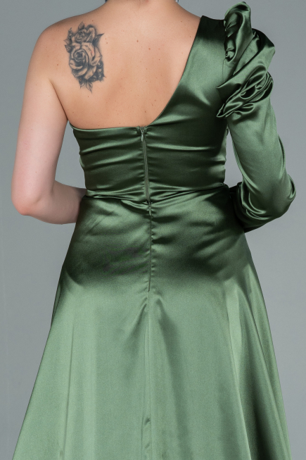 Khaki Abendkleid Satin Lang ABU1715