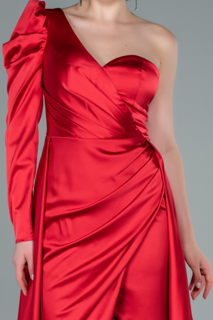 Abendkleid Satin Lang Rot ABU1715